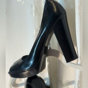 Ralph Lauren Black Patent Platform Block Heels